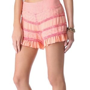 Free People acid wash ruffle shorts